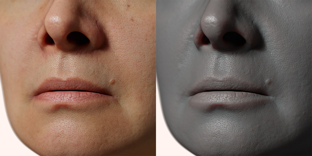 Female head scan skin pore details 